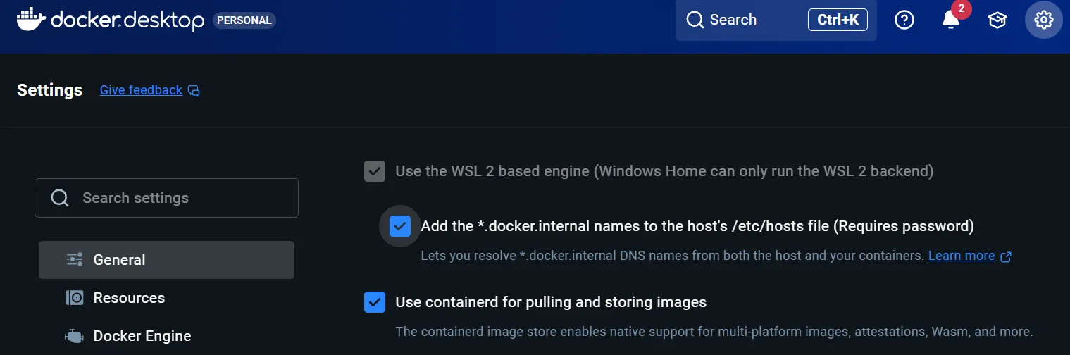 Docker Desktop - WSL